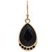 Rain Jewelry gold-tone teardrop earrings featuring a black gemstone center and sparkling crystal edging.