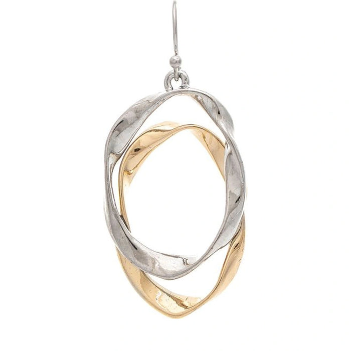 Rain Jewelry Two Tone Wavy Oval Layer Earring and refresh your jewelry collection today. This earring features a layered oval design with a fluid wavy silhouette.