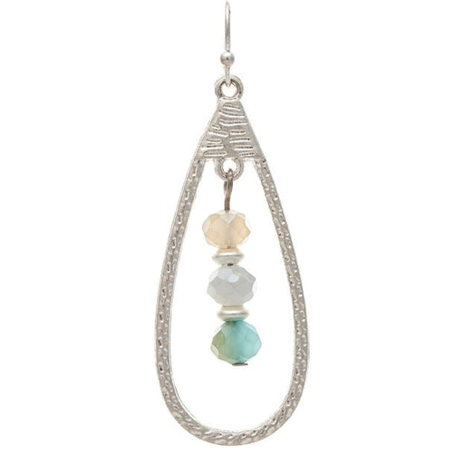 Rain Jewelry Silver Blue White Bead Center Drop Teardrop Earring today. This elegant piece features a silver filigree frame with blue and white bead accents.