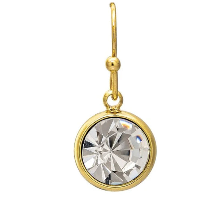 Rain Jewelry gold-tone crystal drop earrings featuring clear sparkling crystal accents and an elegant dangling design.