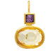 Rain Jewelry gold-tone drop earrings featuring purple and golden faceted gem accents in an elegant dangling design.