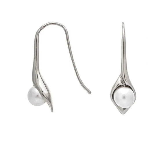 Rain Jewelry silver-colored lily drop earrings with faux pearl accents.