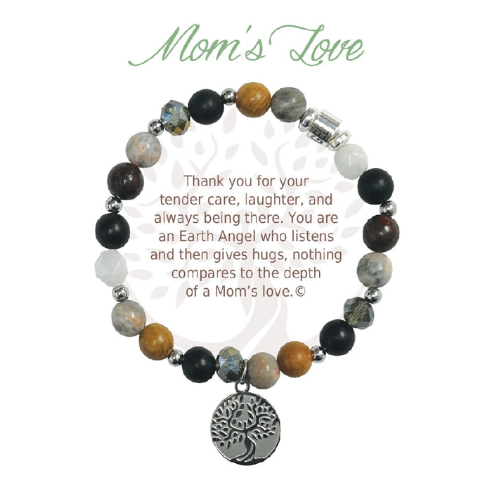A delicate bracelet with a mother's heart charm, representing love and connection between a mother and child.