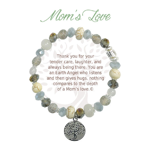 A close-up of a mom's love bracelet featuring a delicate heart charm, symbolizing affection and connection.