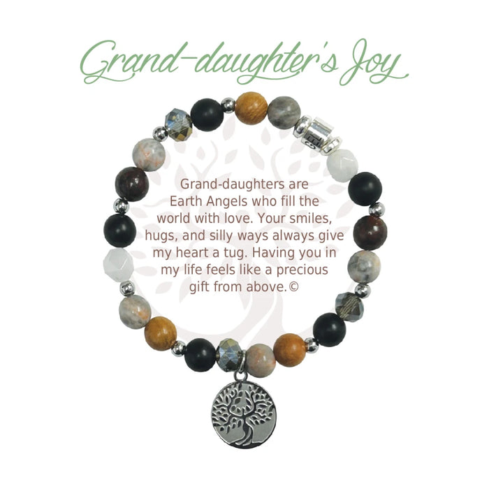 A close-up of a giant joy bracelet designed for daughters, showcasing colorful beads and a cheerful charm.