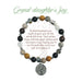 A close-up of a giant joy bracelet designed for daughters, showcasing colorful beads and a cheerful charm.