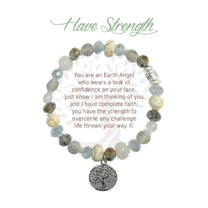 A stylish bracelet with the words "Have Strength" prominently displayed, symbolizing resilience and encouragement.