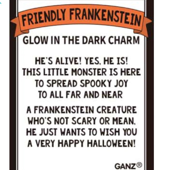 Ganz Friendly Frankenstein Glow-in-the-Dark Pocket Charm Halloween Collectible Gift