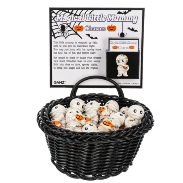 Ganz Magical Little Mummy Charms in a Basket 24-Piece Set for Halloween Decorations and Gifts