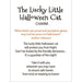 Text describing a Halloween charm with a cat theme on a white background