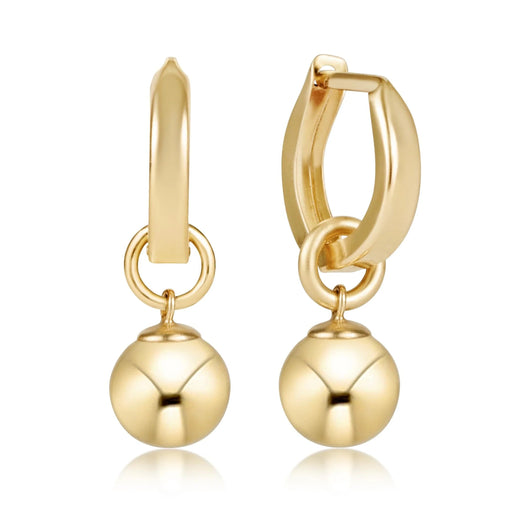 14kt gold‑filled 0.5 inch huggie hoop with an 8mm gold charm, lightweight and designed for everyday wear.