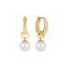 14kt gold‑filled 0.5 inch huggie hoop with an 8mm crystal pearl charm, lightweight and designed for everyday wear.