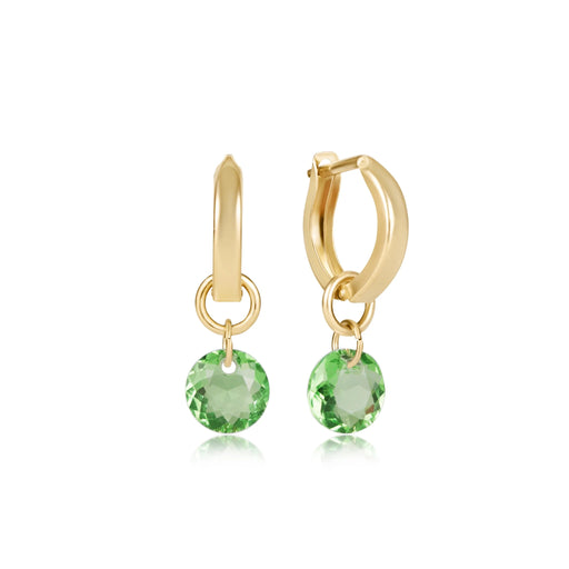 "The sleek hoop design pairs beautifully with the vibrant gemstone-inspired drops, creating a timeless accessory that effortlessly transitions from day to evening wear"