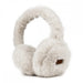 Fluffy white glitter ear muffs on a white background