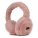 Pink fluffy earmuffs on a white background
