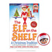 Book cover of 'The Elf on the Shelf' with a character holding a Christmas tree and presents.