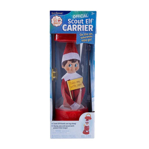 Elf on the Shelf Scout Elf Carrier packaging with Elf figure inside