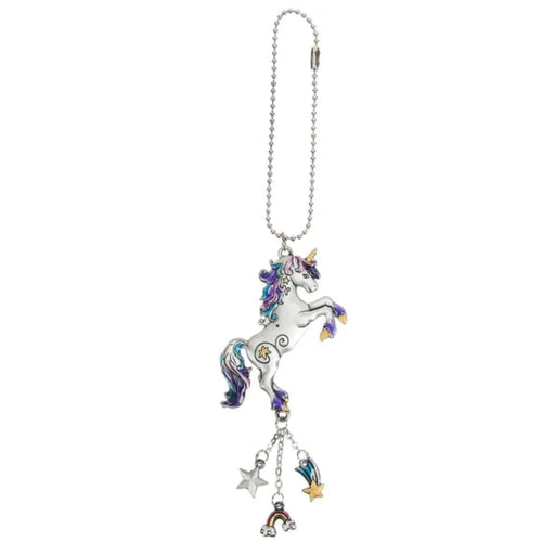 Unicorn keychain with chain on a white background