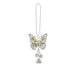 Butterfly-shaped keychain with charms on a white background