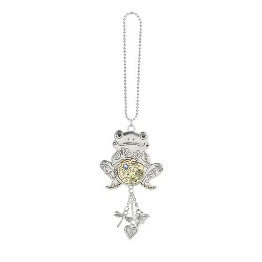 Frog-shaped pendant with chain on a white background