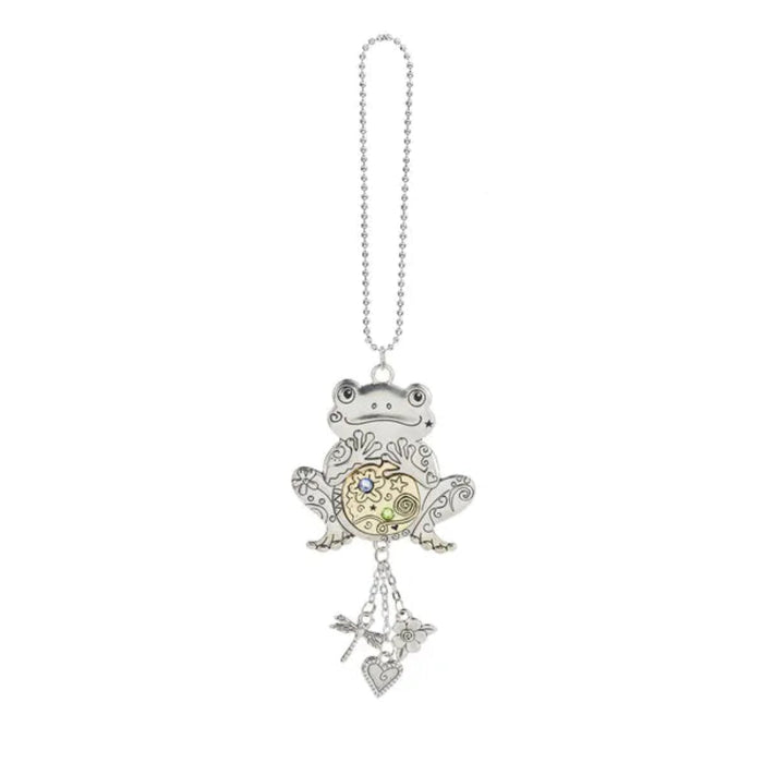 Frog-shaped pendant with chain on a white background