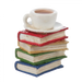 A stack of books, so small and bright, a charm to honor your guiding light.