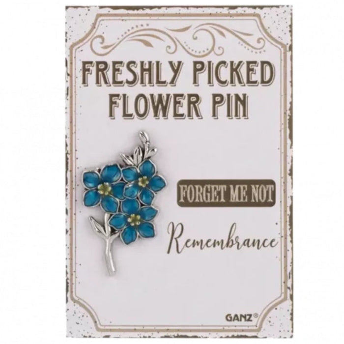  Share a meaningful message of remembrance with the Ganz Forget Me Not Flower Pin. 