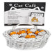 Basket of cat-themed charms with packaging labeled 'Cat Café' on a white background