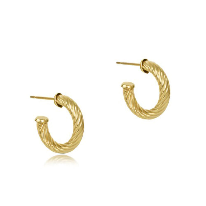 enewton design :  Round Gold 0.5" Post Hoop 4mm Textured Twist Earing