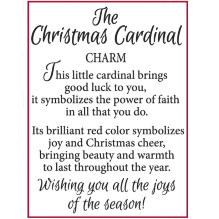This Christmas Cardinal Charms bring warmth and seasonal beauty to your Christmas décor or gift giving.