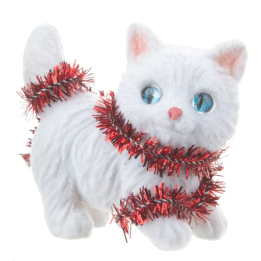 This Ganz Meowy Christmas White Kitten Figurine adds a cute and festive touch to your holiday décor. 