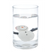 Clear glass with a snowman design inside on a white background