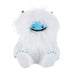 Plush toy resembling a yeti with blue face and feet on a white background