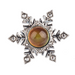 Silver snowflake-shaped pendant with a brown gemstone on a white background