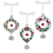  One included in the Set of three decorative Christmas ornaments with red berries and green leaves on a white background.
