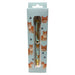 Blue Orange and White Cat-themed gift boxed ballpoint pen with gold accents and dog illustrations.