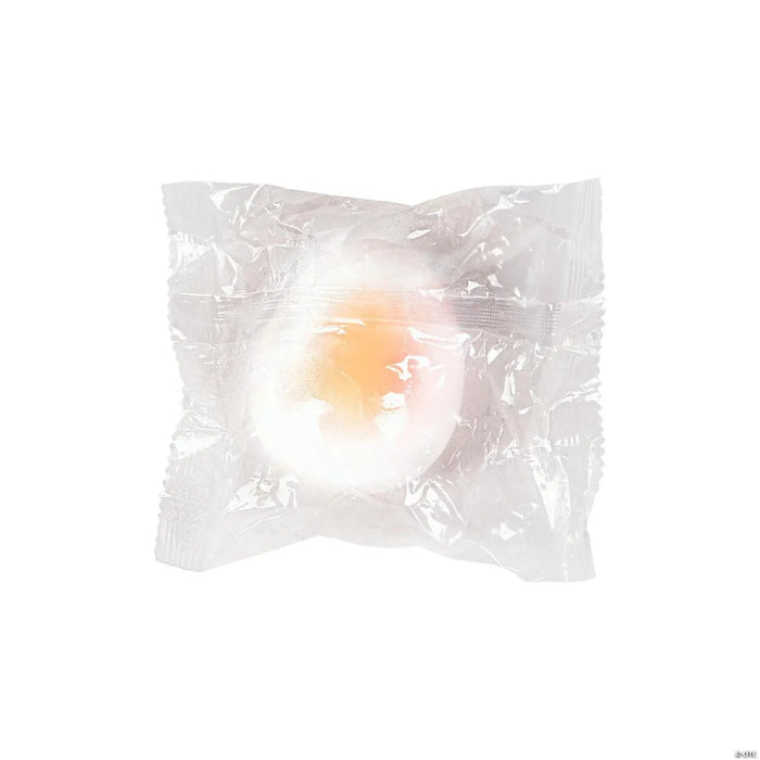 Transparent plastic bag with a light bulb inside on a white background