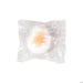 Transparent plastic bag with a light bulb inside on a white background