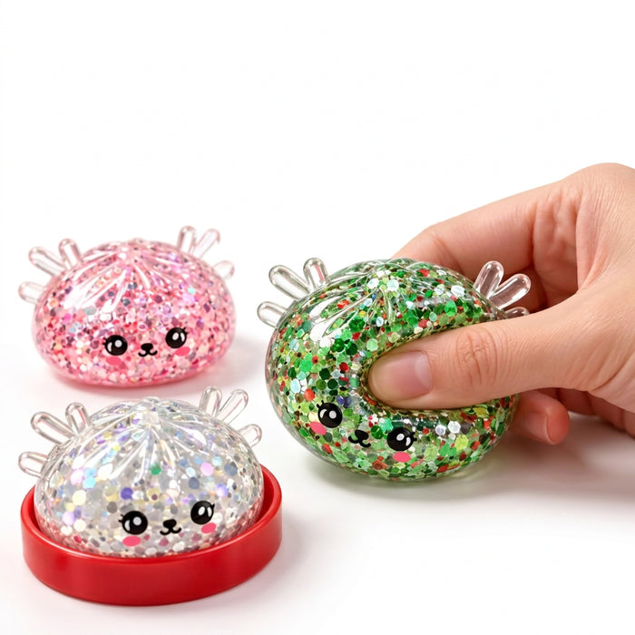 Eagle Crest Industries Christmas Antler Bao Squishy Toy featuring a cute festive bao character with Christmas antlers.