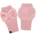 Cheveux Corp fur fingerless gloves featuring a soft furry texture and decorative bow detail, stylish winter accessories for women.