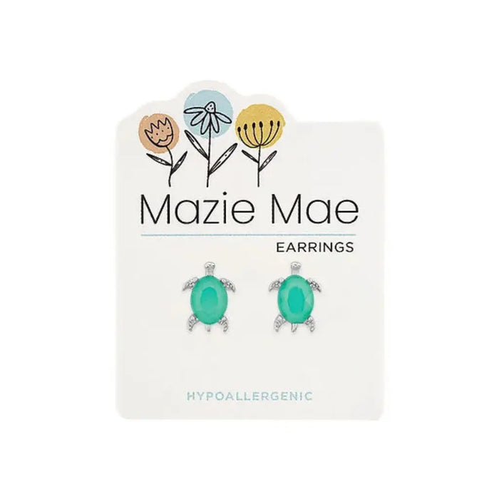 Mazie Mae : Silver Pacific Opal Turtle Stud Earrings