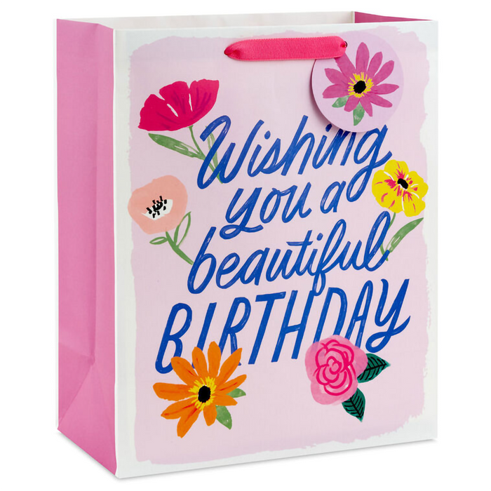 Hallmark : 13" Floral Beauty on Pink Large Birthday Gift Bag