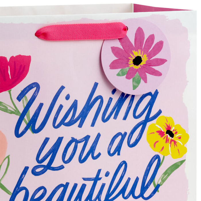 Hallmark : 13" Floral Beauty on Pink Large Birthday Gift Bag