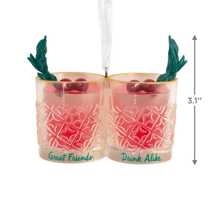 Hallmark : Friends Drink Alike Cocktail Glasses Hallmark Ornament