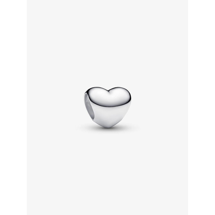 Pandora Heart Mini Charm in sterling silver, shaped like a smooth polished heart with a minimalist design.