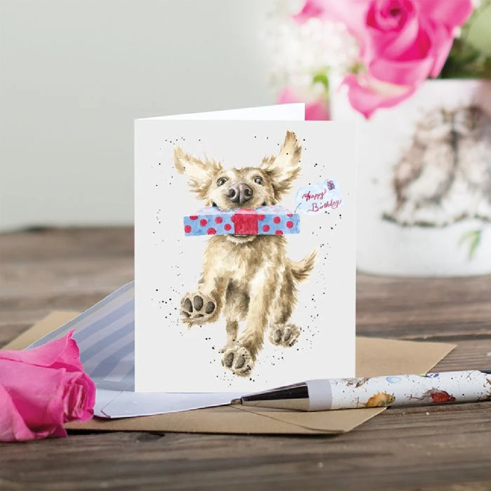 A card displaying a dog in a bow tie, capturing a delightful and sophisticated moment.
