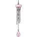 Pink wind chime with crystals on a white background