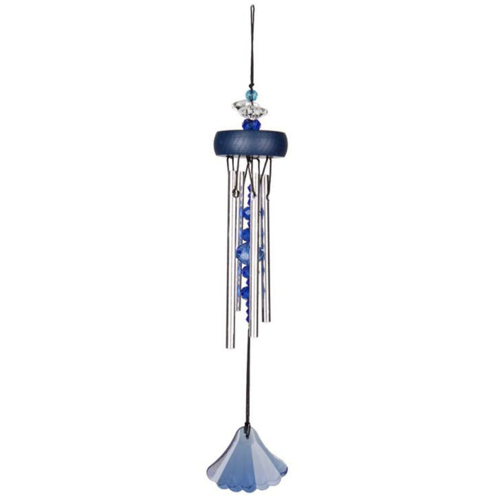 Blue wind chime with a white background