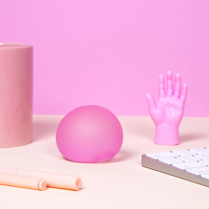 Soft and squishy stress ball with a gel center. It's a satisfying stress tool that always bounces back into shape.