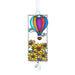 Decorative Ganz hanging ornament with a colorful hot air balloon and sunflowers on a white background